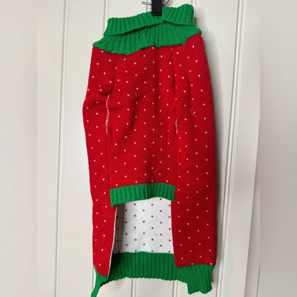 NEW w TAG🔖 2/for $20 🪩 Holiday Puppy Sweater Red, Green Polka Dot (Medium Dog)